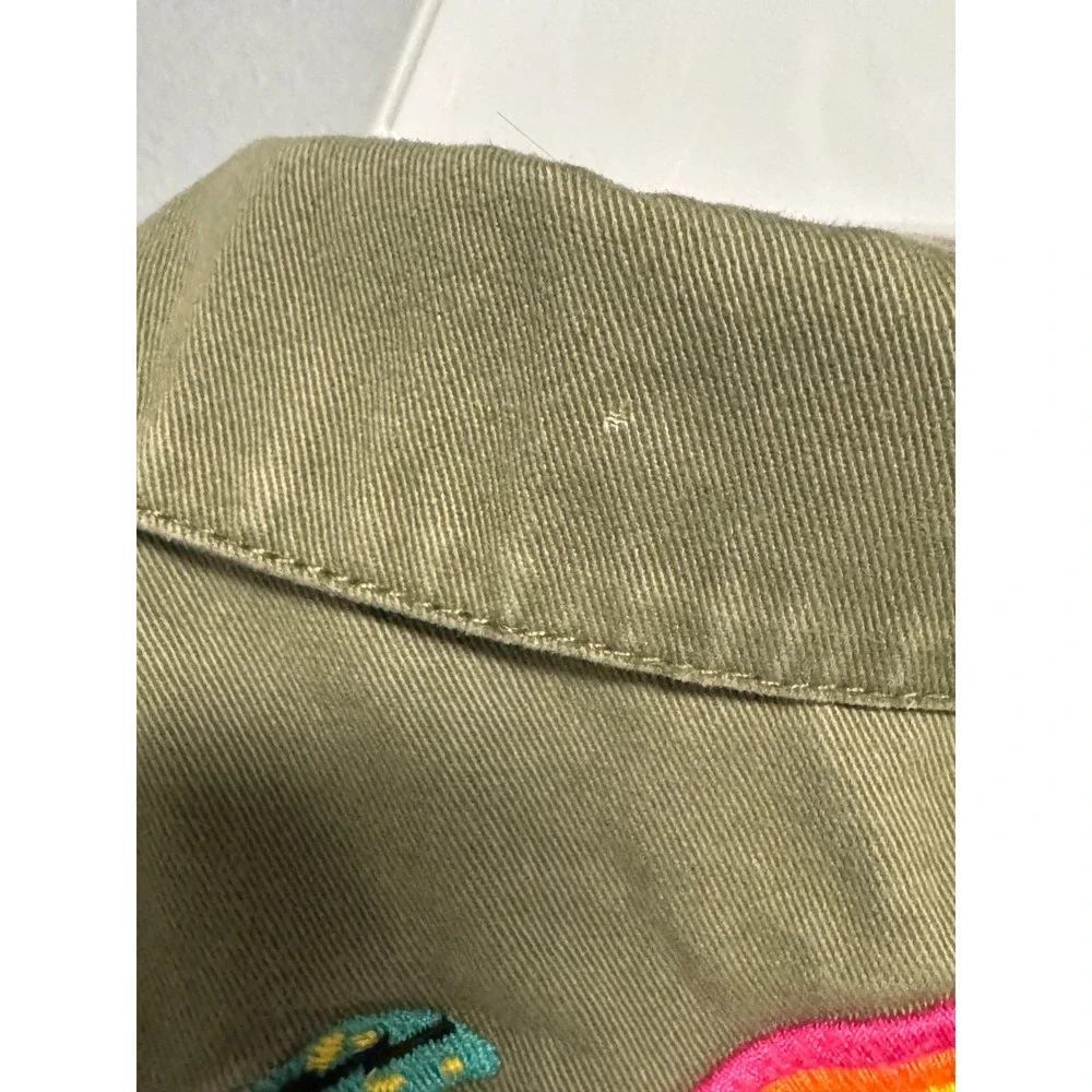 Hanna Andersson Kids Olive Green Jungle Utility Romper Embroidery Sx 120 US 6-7